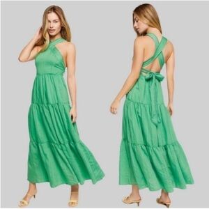 Elegant Green Halter Maxi Dress